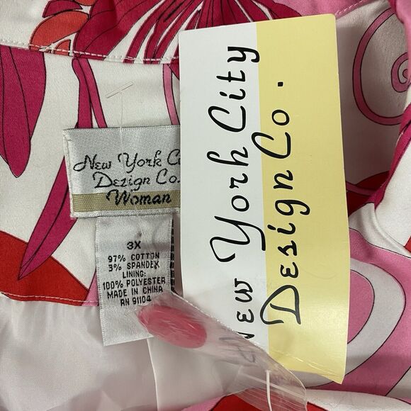 New York City Design Blazer Womens 3X Jacket Pink Floral Work Office Tropical - Picture 11 of 12